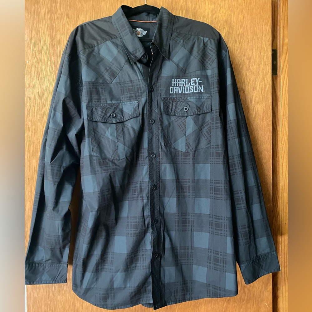 Men’s Harley-Davidson Long-Sleeve Performance Button Down Plaid Shirt